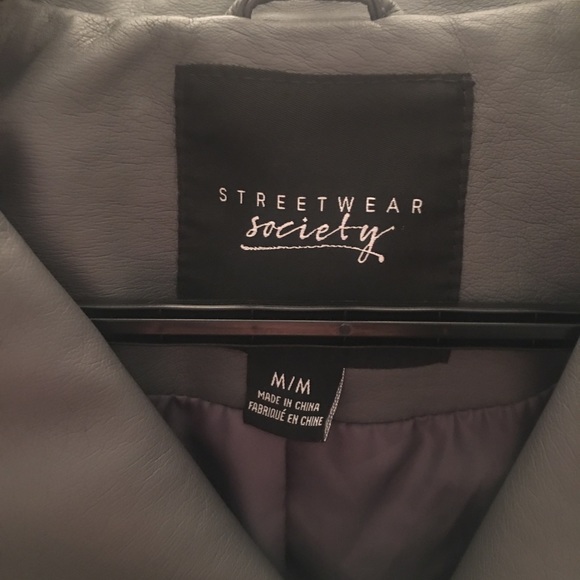 Faux Leather Jacket, Charcoal Grey - Picture 2 of 5